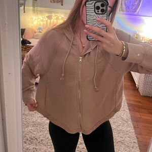 pacsun oversized beige zip up